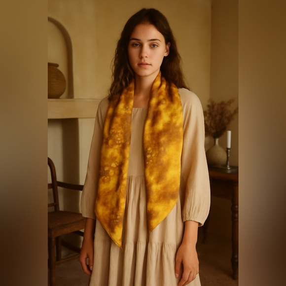 100% Silk Hand-Dyed Shibori-Inspired Long Scarf - Picture 1 of 7